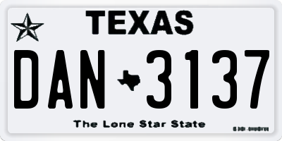 TX license plate DAN3137