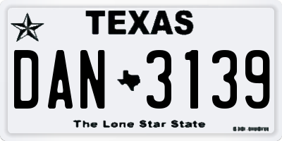 TX license plate DAN3139