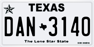TX license plate DAN3140