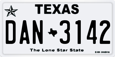 TX license plate DAN3142