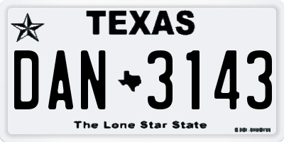 TX license plate DAN3143