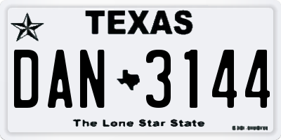 TX license plate DAN3144