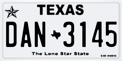 TX license plate DAN3145