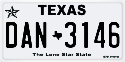 TX license plate DAN3146