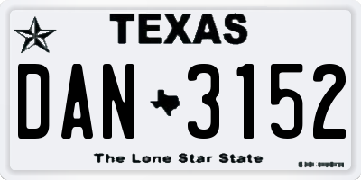 TX license plate DAN3152