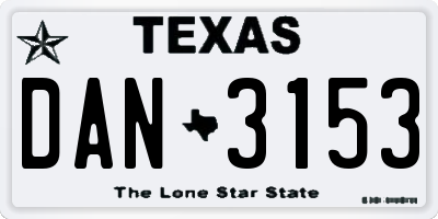 TX license plate DAN3153