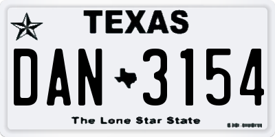 TX license plate DAN3154