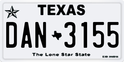 TX license plate DAN3155