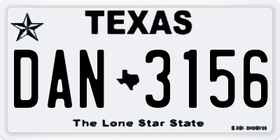 TX license plate DAN3156