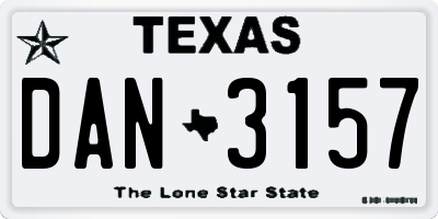 TX license plate DAN3157