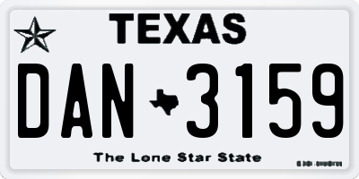 TX license plate DAN3159