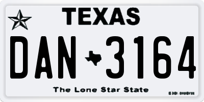 TX license plate DAN3164