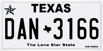 TX license plate DAN3166