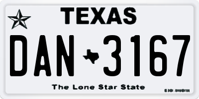 TX license plate DAN3167