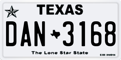 TX license plate DAN3168