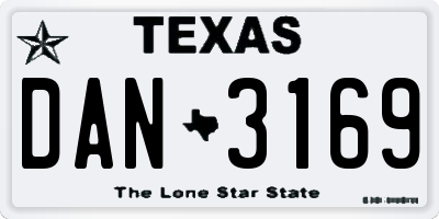 TX license plate DAN3169