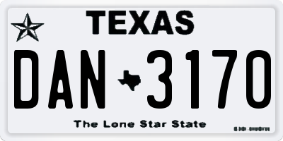 TX license plate DAN3170