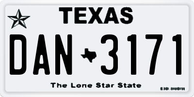 TX license plate DAN3171