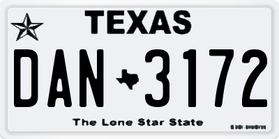 TX license plate DAN3172