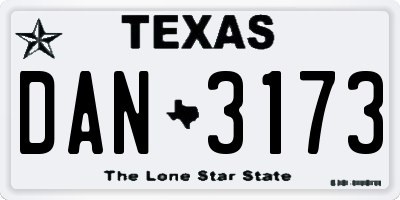 TX license plate DAN3173