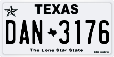TX license plate DAN3176