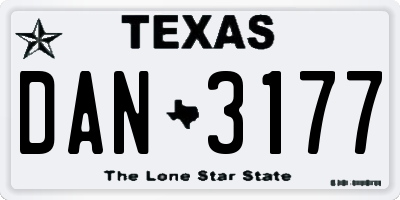 TX license plate DAN3177