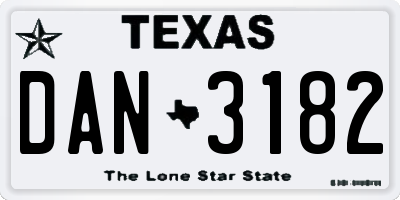 TX license plate DAN3182