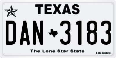 TX license plate DAN3183