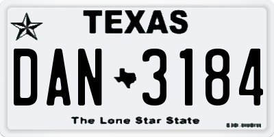 TX license plate DAN3184