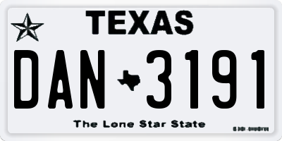 TX license plate DAN3191