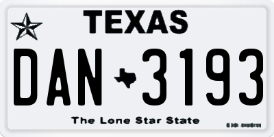 TX license plate DAN3193