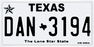 TX license plate DAN3194