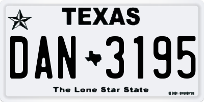TX license plate DAN3195