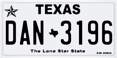 TX license plate DAN3196