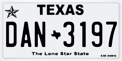 TX license plate DAN3197