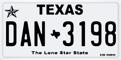 TX license plate DAN3198
