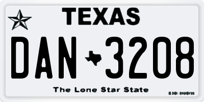 TX license plate DAN3208