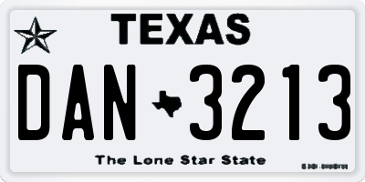 TX license plate DAN3213