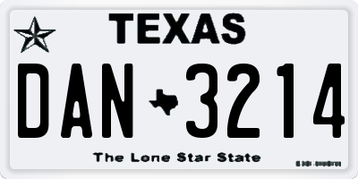 TX license plate DAN3214