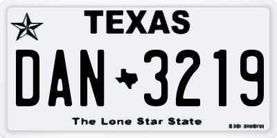 TX license plate DAN3219
