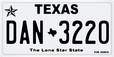 TX license plate DAN3220