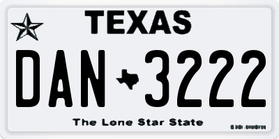 TX license plate DAN3222
