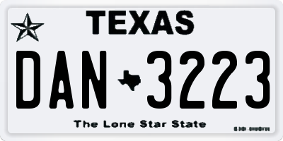 TX license plate DAN3223