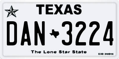 TX license plate DAN3224