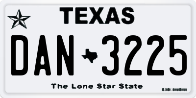 TX license plate DAN3225
