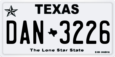 TX license plate DAN3226