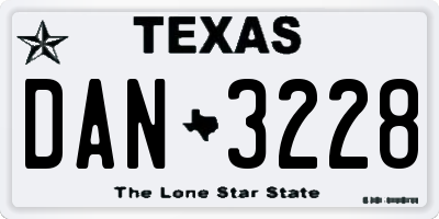 TX license plate DAN3228