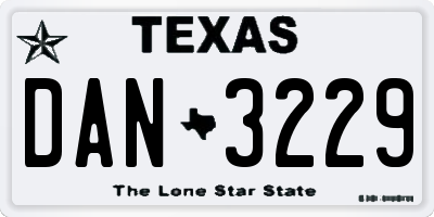 TX license plate DAN3229