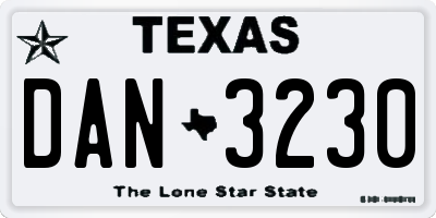 TX license plate DAN3230