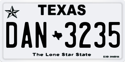 TX license plate DAN3235